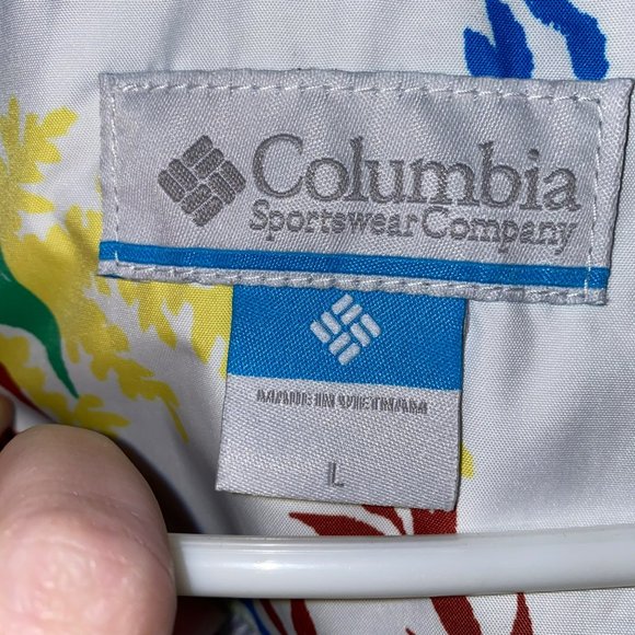 Columbia Womens White Floral Omni-Tech Splash a Little II Rain Jacket Hood Large - Picture 7 of 9